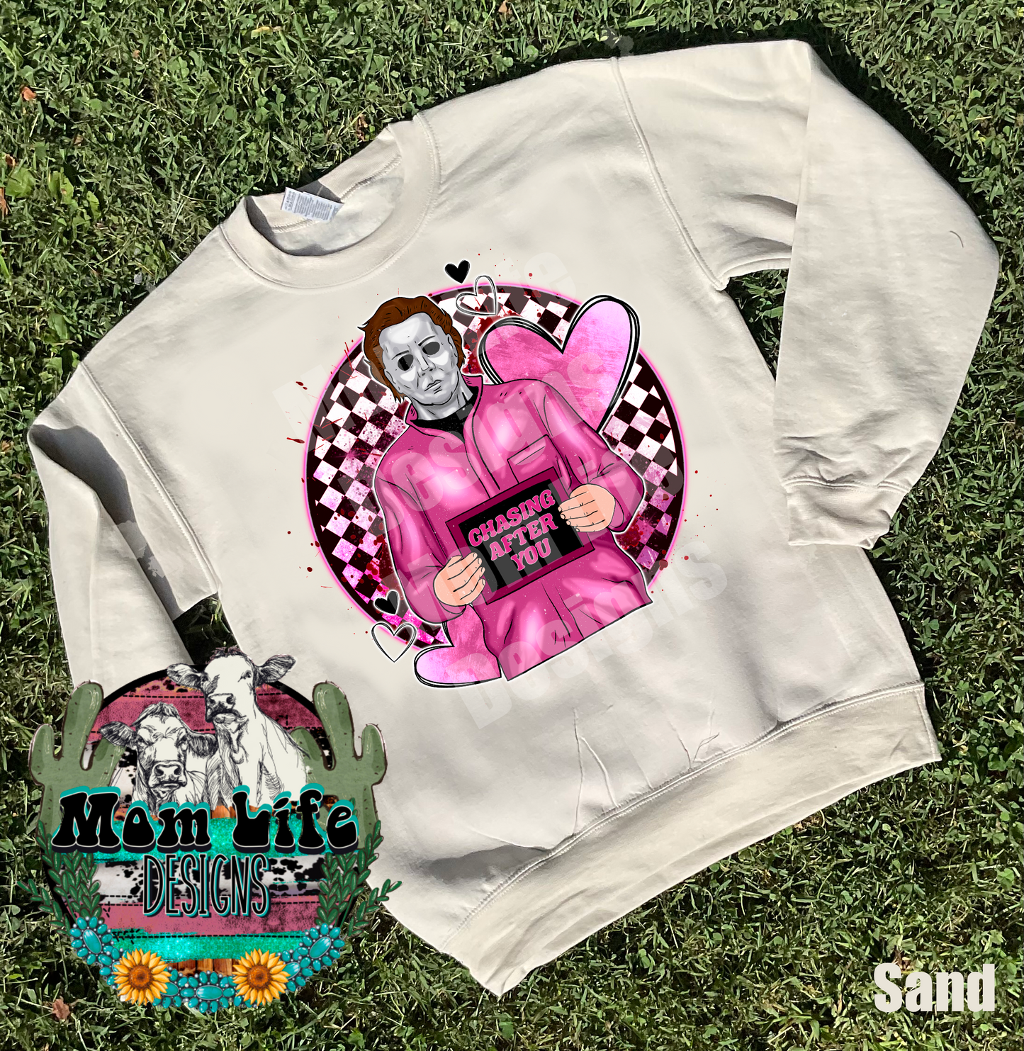 Valentine’s Day Crewneck Sweatshirt “Chasing After You” Scary Horror Character