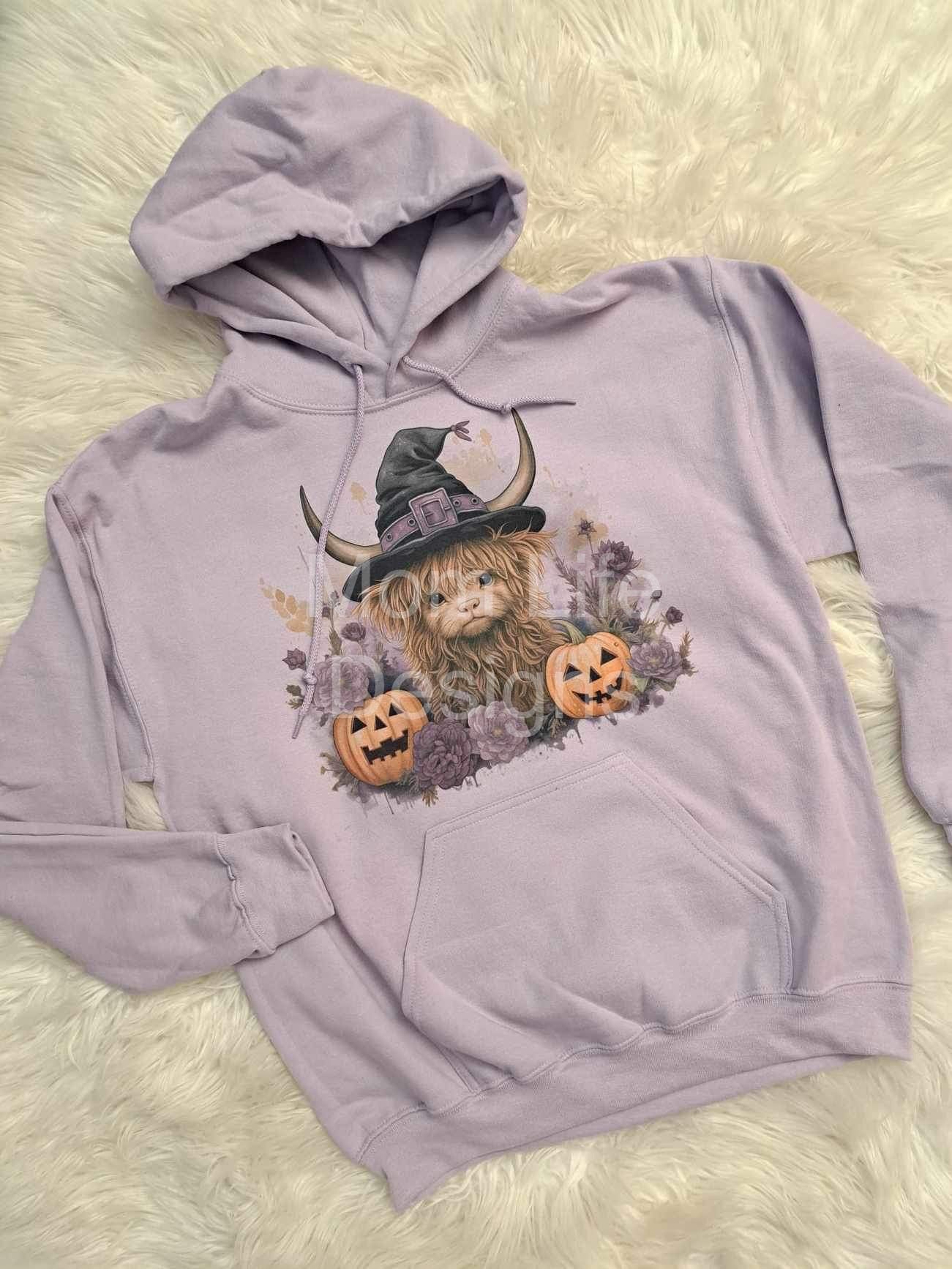 Witch Highland Cow Costume Fall Sweatshirt