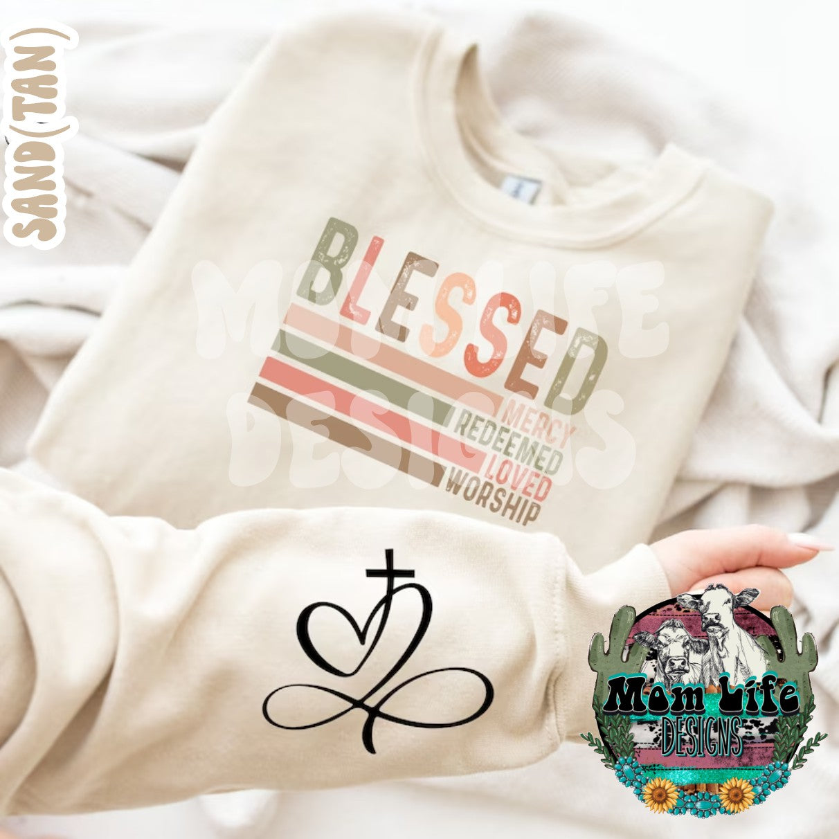 Blessed Mercy Redeemed Loved Worship Religious Crewneck Sweatshirt