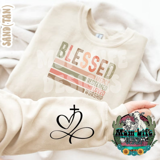 Blessed Mercy Redeemed Loved Worship Religious Crewneck Sweatshirt