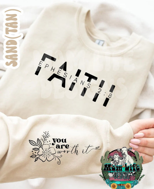 Faith Ephesians 2:8 You Are Worth It Religious Crewneck Sweatshirt