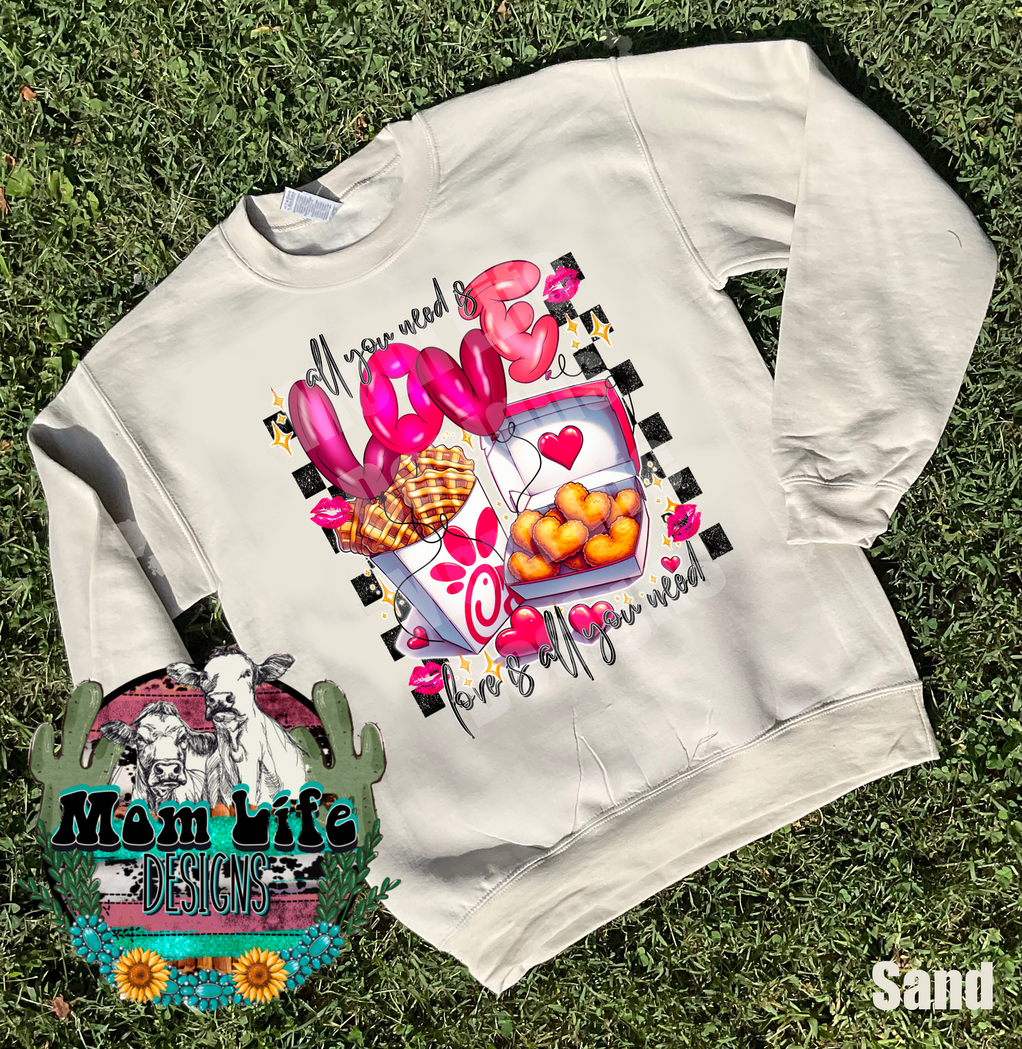 Valentine’s Day Crewneck Sweatshirt “All You Need Is Love, Love Is All You Need”