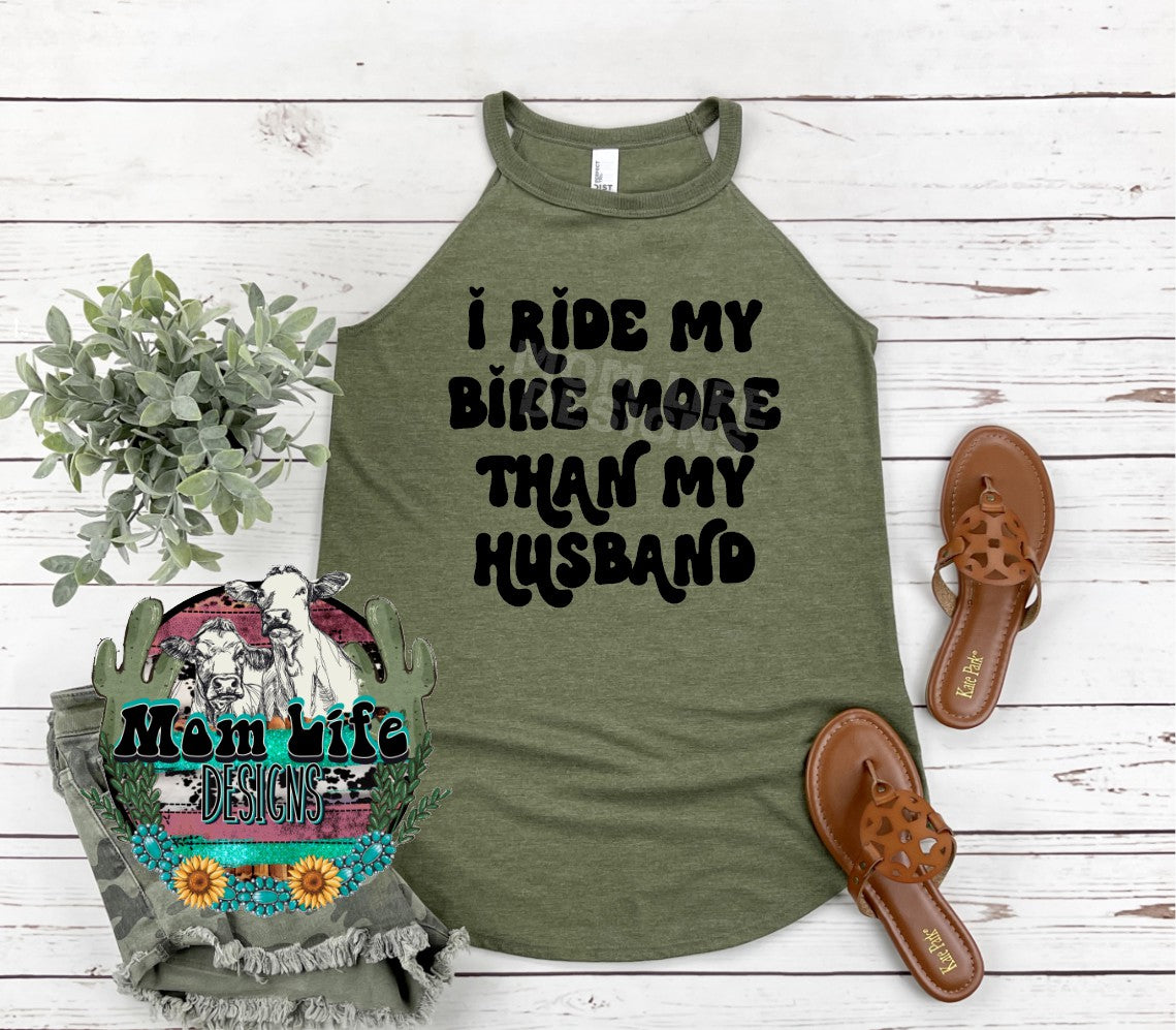 I Ride My Bike More Than My Husband Gym Rocker Tank Top