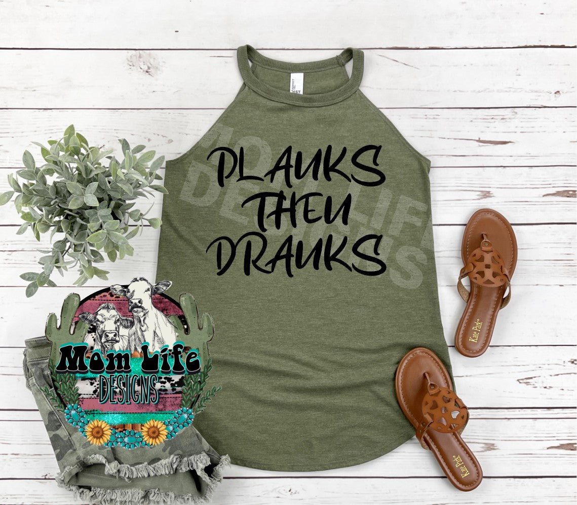 Planks Then Dranks Gym Rocker Tank Top