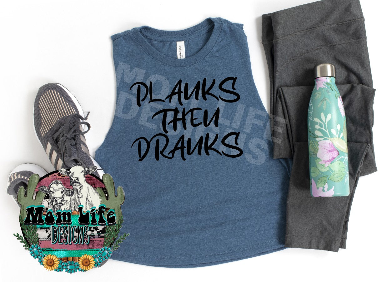 Planks Then Dranks Gym Cropped Tank Top