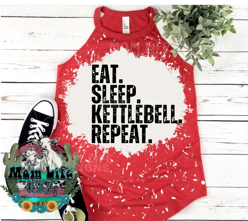 Eat. Sleep. Kettlebell. Repeat. Gym Rocker Tank Top