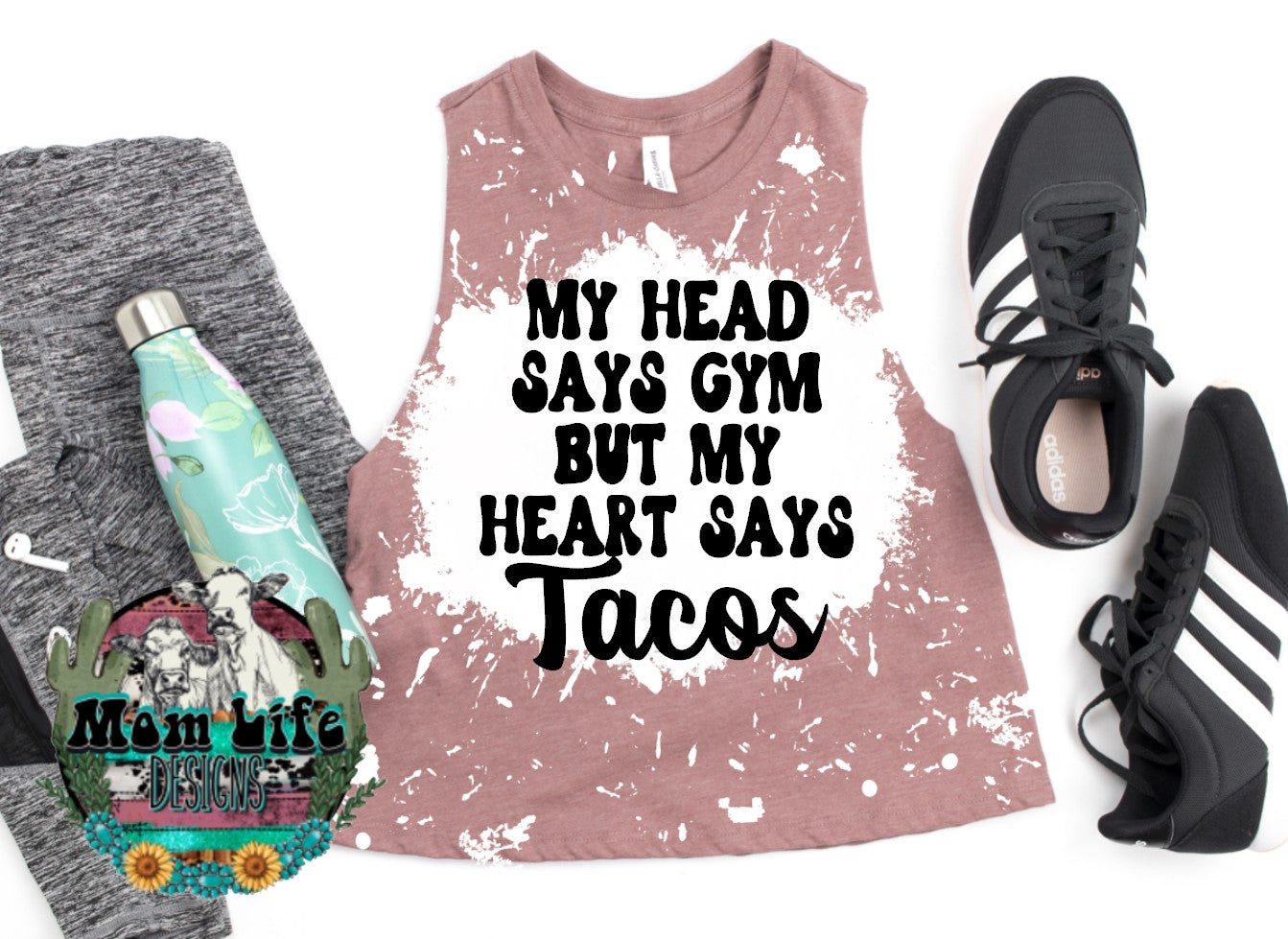 My Head Says Gym But My Heart Says Tacos Gym Cropped Tank Top